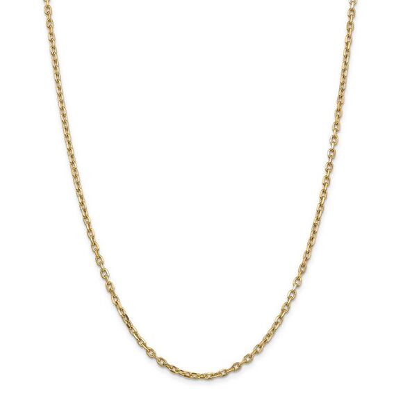 3mm, 14k Yellow Gold Diamond Cut Solid Cable Chain Necklace, 24 Inch - Picture 3 of 8